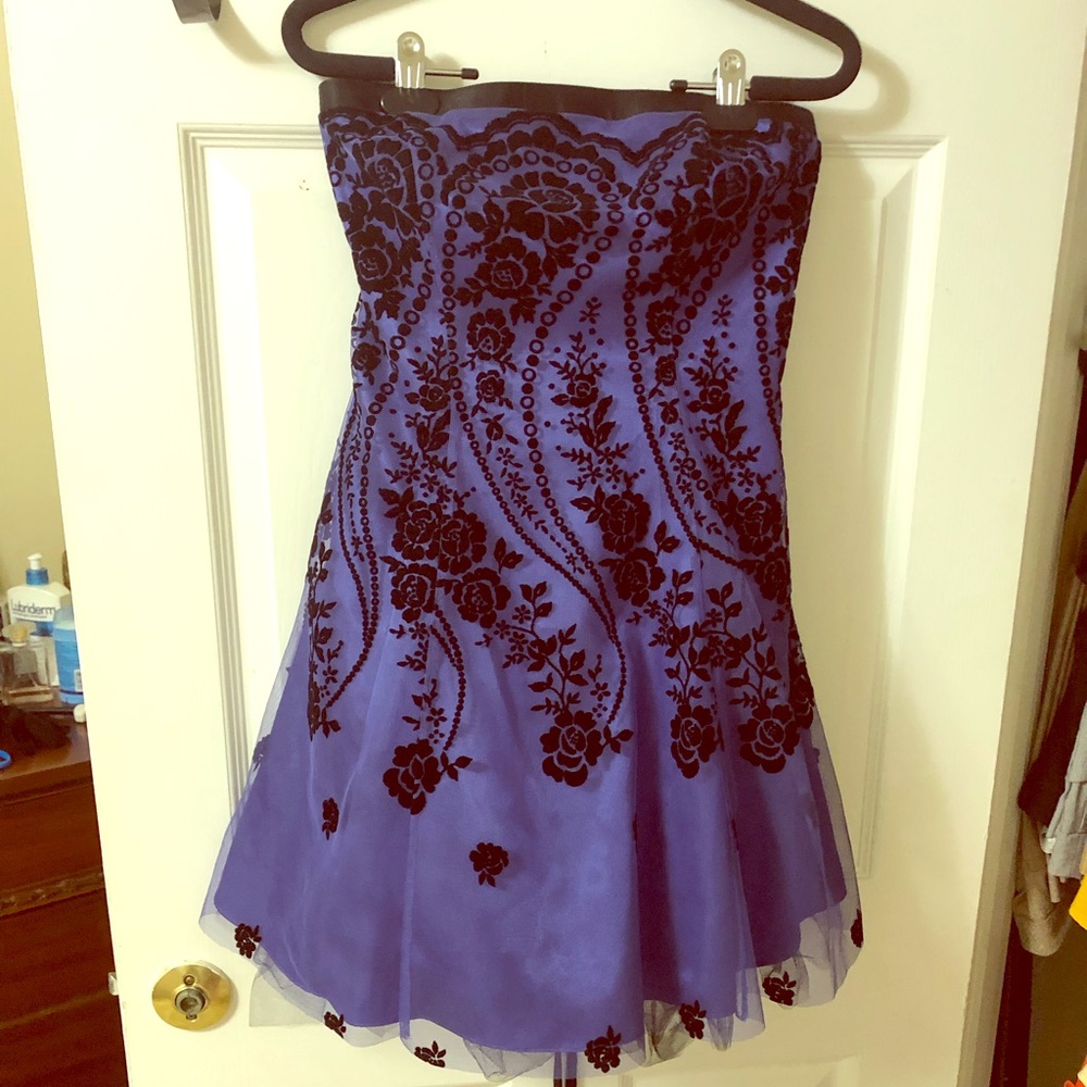 Black & Purple Strapless Dress